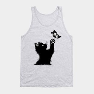 Cat Kitten and Butterfly Cat Lover Gift Tank Top